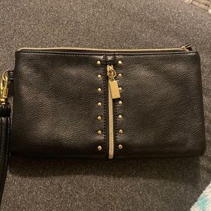 Black with gold accent wristlet